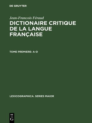 cover image of Dictionaire critique de la langue française